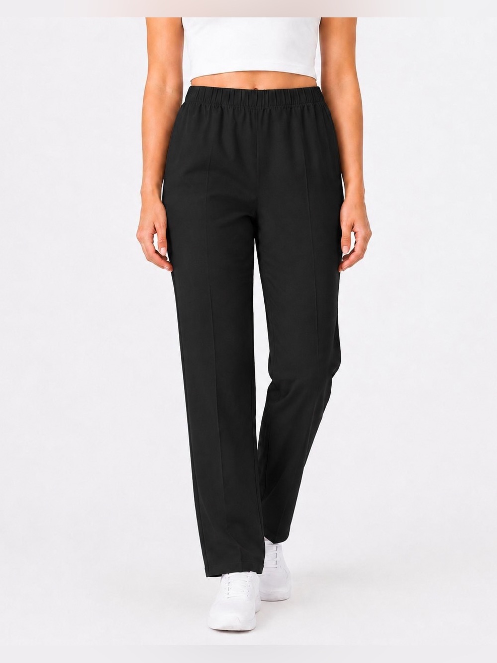 NEW Metrostyle Women’s Size M Black Stretch Cotton Pull-On Straight Leg Pants